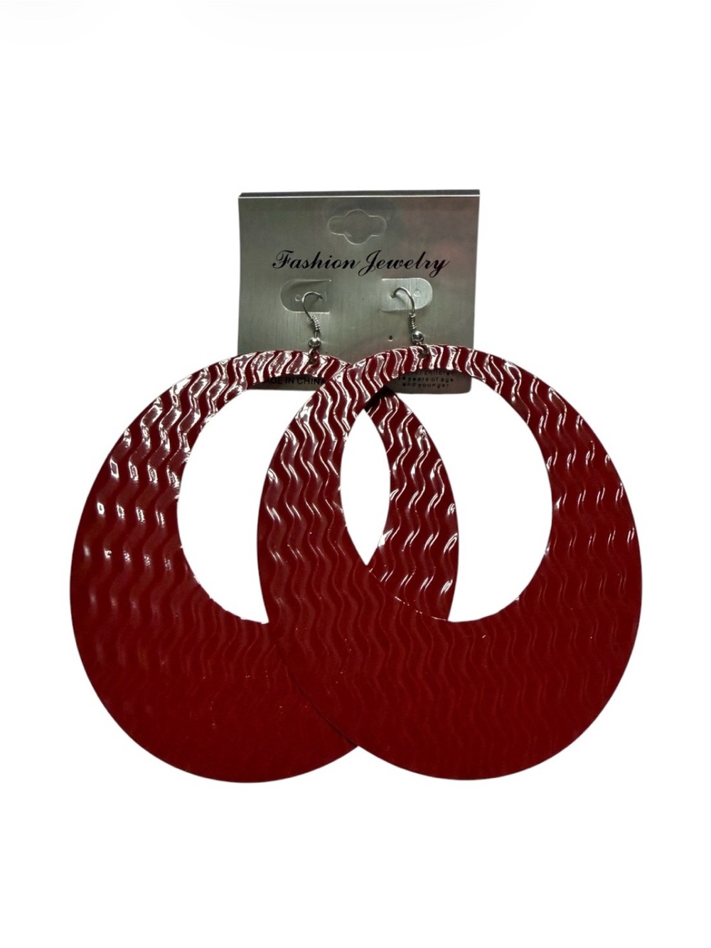 Fashion Jewelry Large Red Hoop Earrings